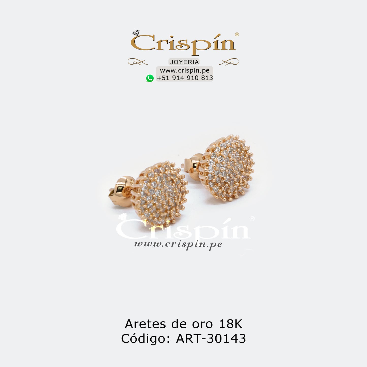 Aretes de oro 18K con circones suizos. Código: ART-30143