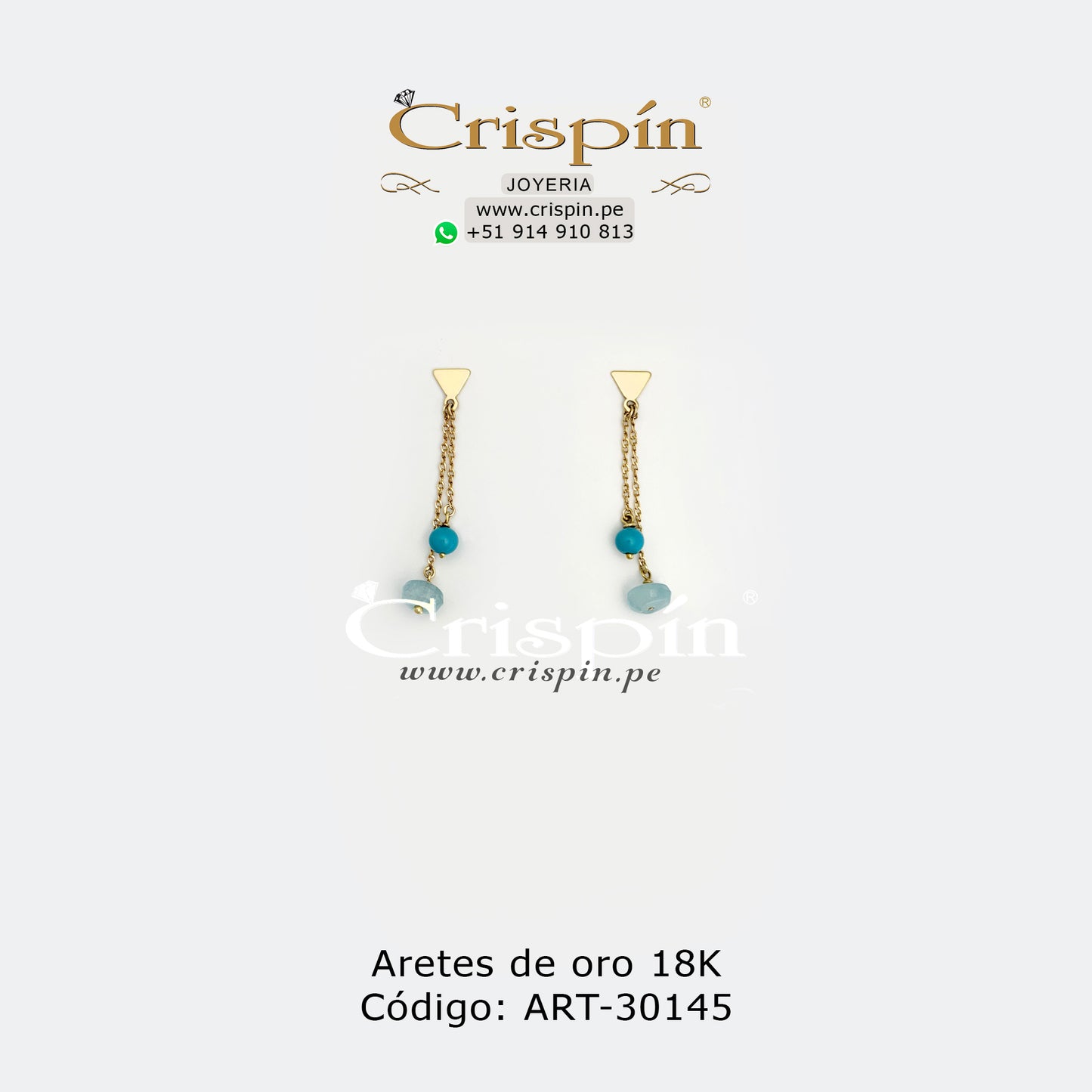 Aretes de oro 18K. Código: ART-30145