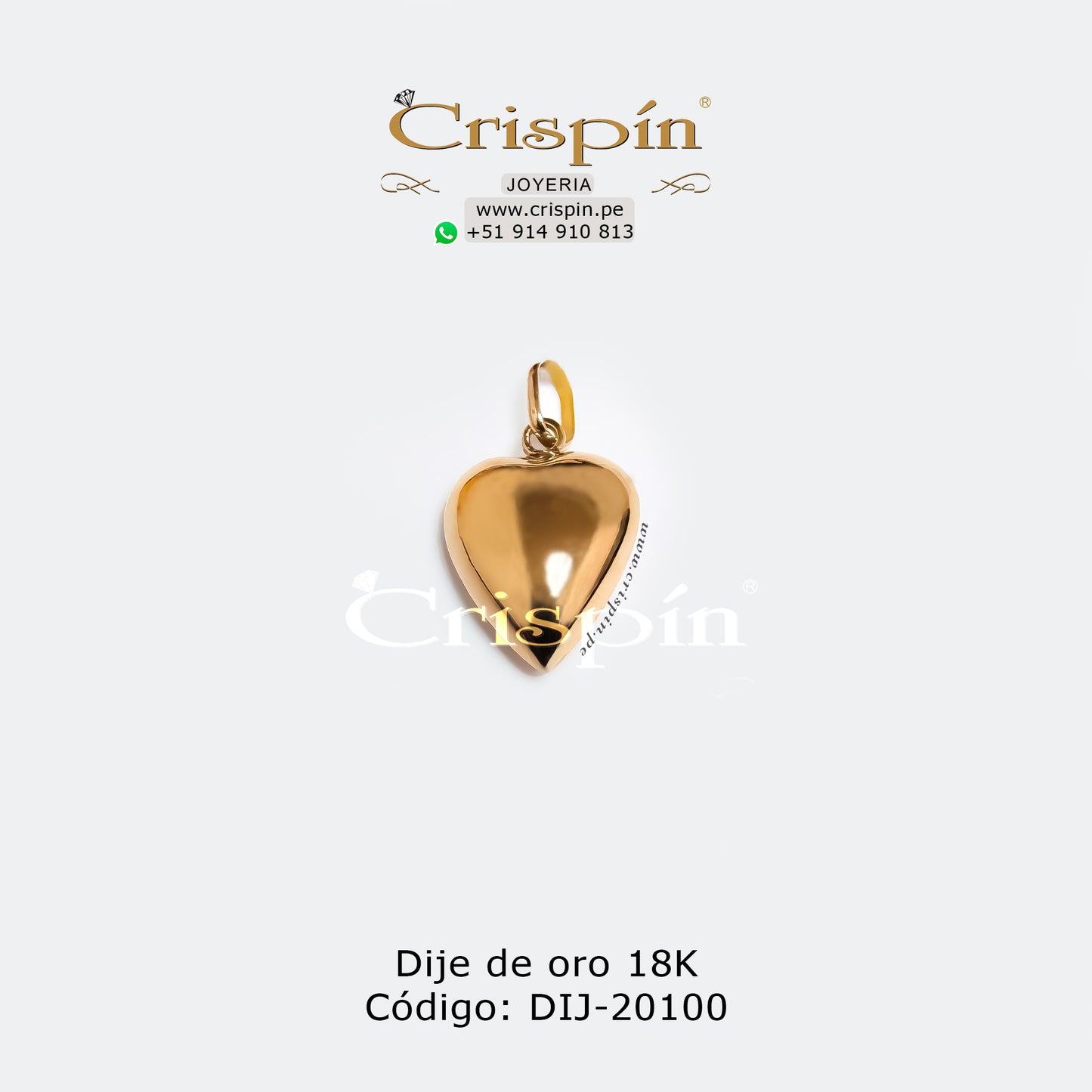 Dije de oro 18K modelo corazón grande Código: DIJ-20100