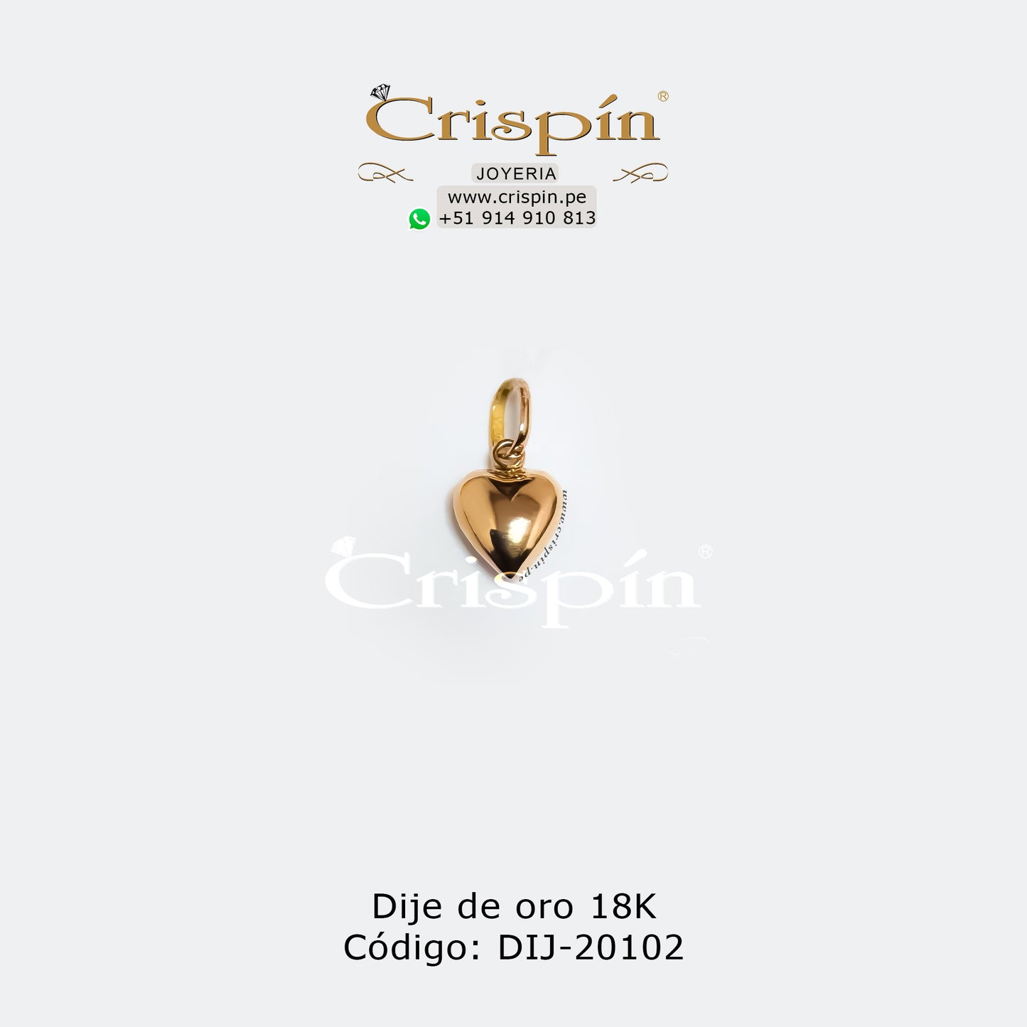 Dije de oro 18K modelo corazón pequeño Código: DIJ-20102