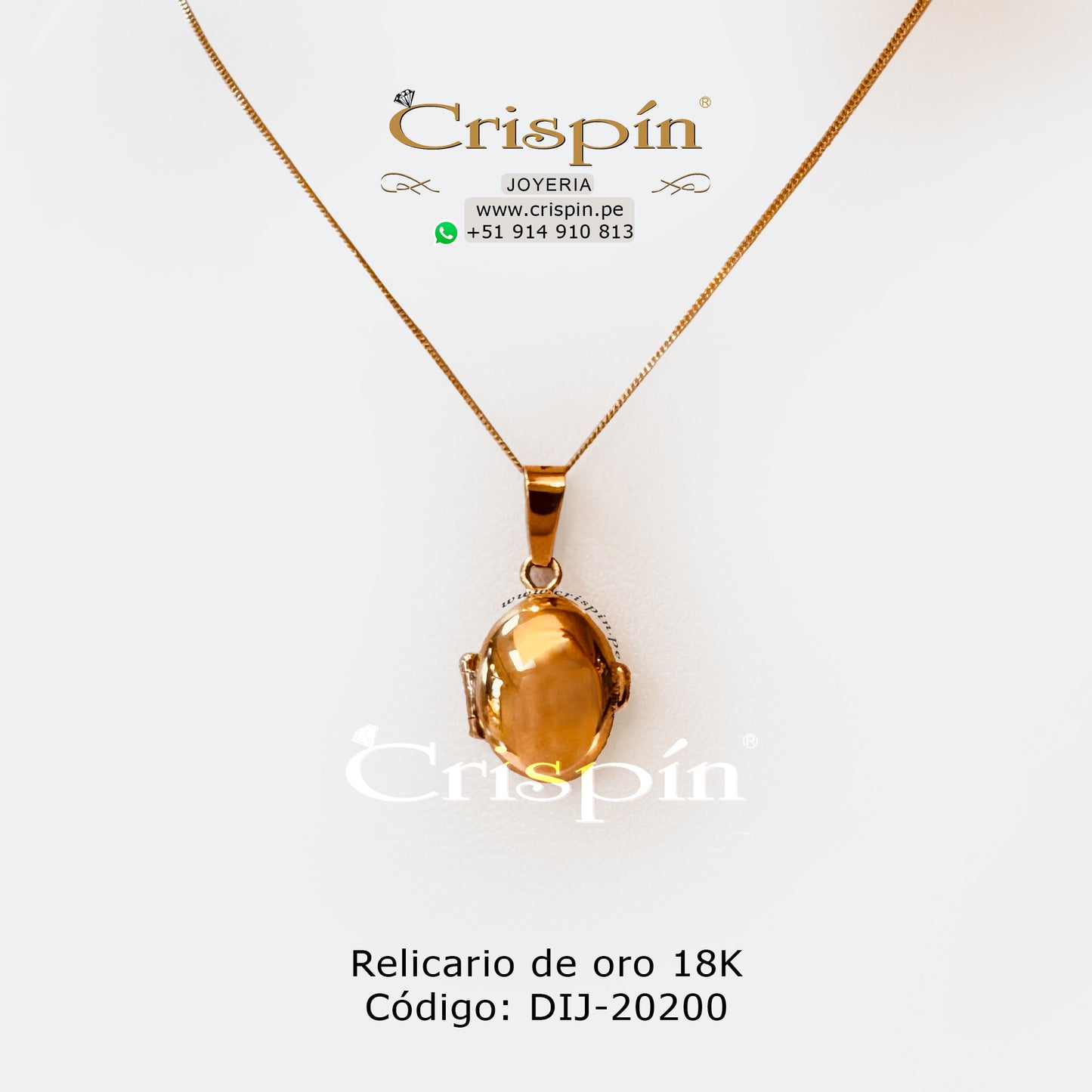 Relicario de oro 18K modelo ovalado Código: DIJ-20200