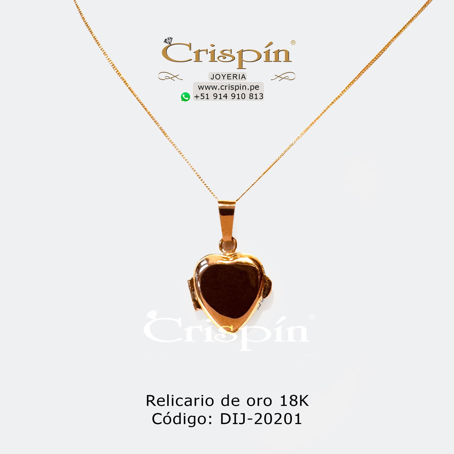 Relicario de oro 18K modelo corazón Código: DIJ-20201