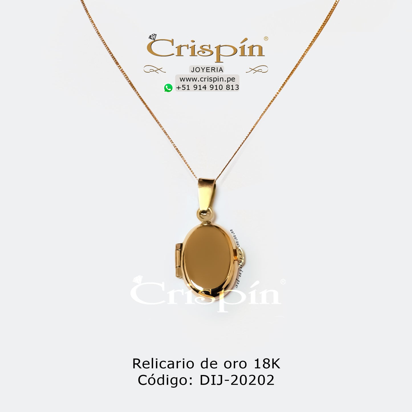 Relicario de oro 18K modelo ovalado Código: DIJ-20202