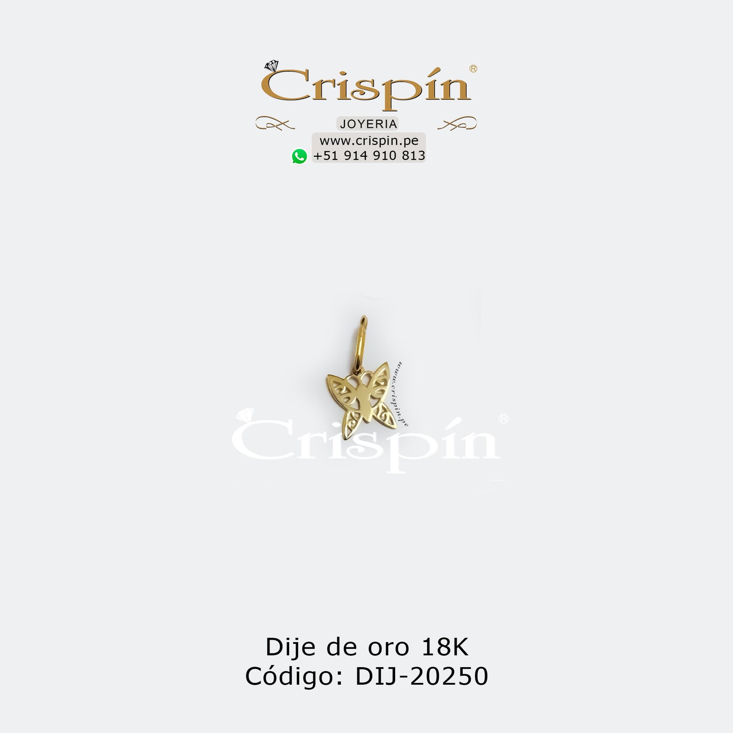 Dije de oro 18K modelo mariposa Código: DIJ-20250