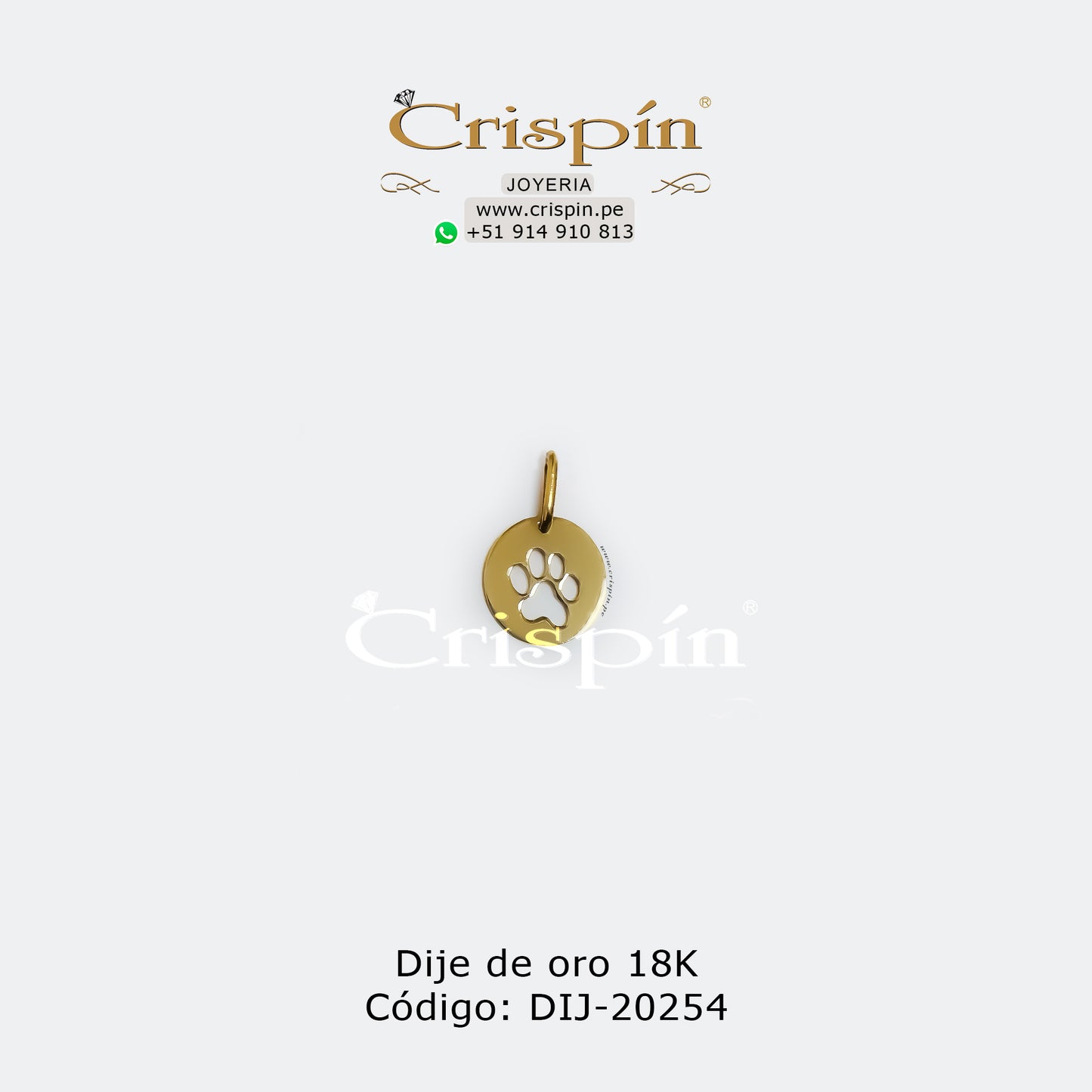 Dije de oro 18K modelo huella perrito Código: DIJ-20254