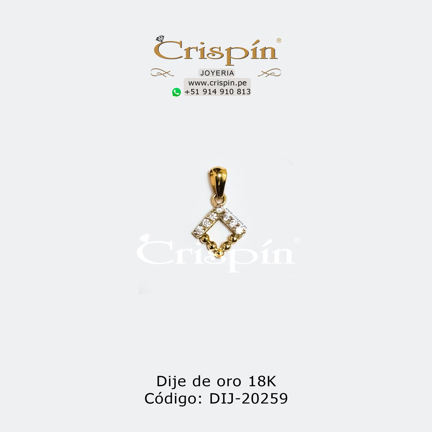 Dije de oro 18K modelo rombo Código: DIJ-20259