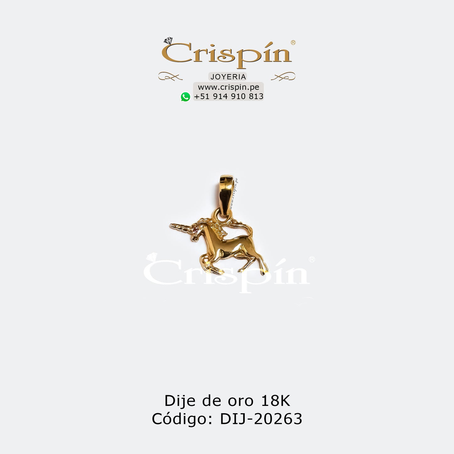 Dije de oro 18K modelo unicornio Código: DIJ-20263