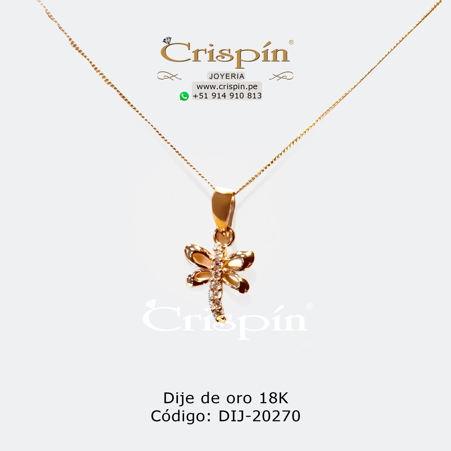 Dije de oro 18K modelo libélula. Código: DIJ-20270