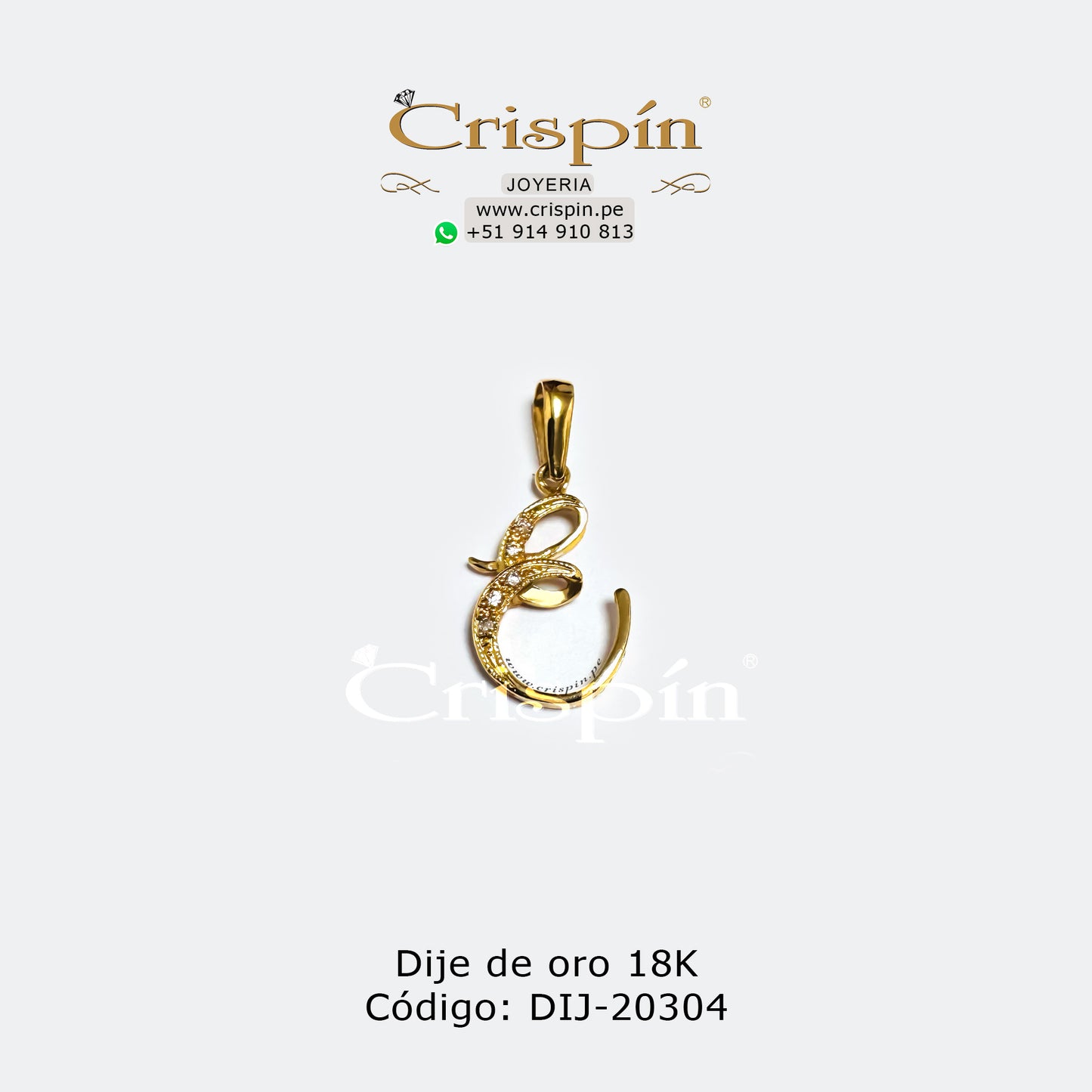 Dije de oro 18K letra E Código: DIJ-20304