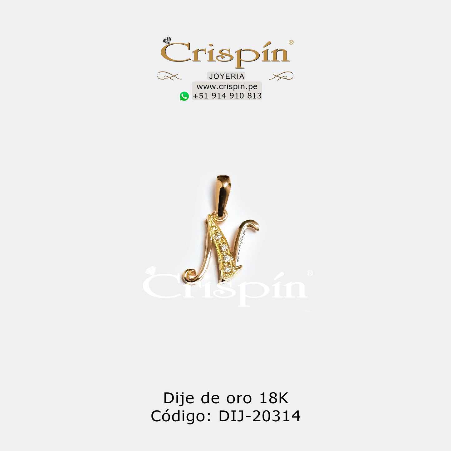 Dije de oro 18K letra N Código: DIJ-20314