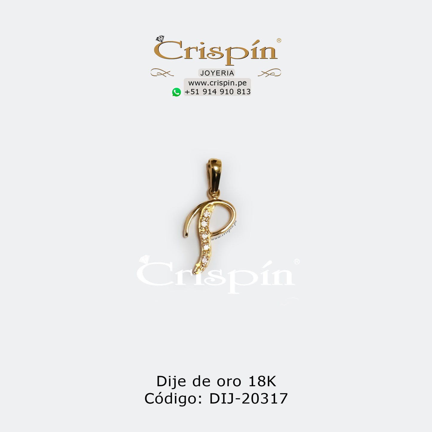Dije de oro 18K letra P Código: DIJ-20317