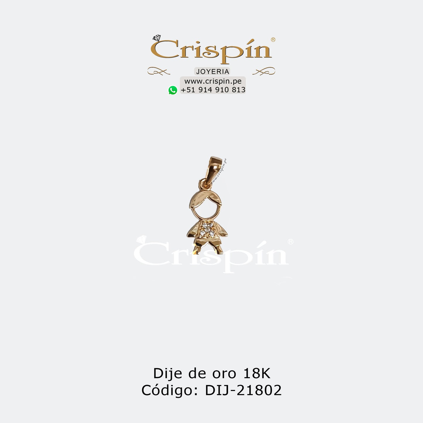 Dije de oro 18K modelo niño. Código: DIJ-21802