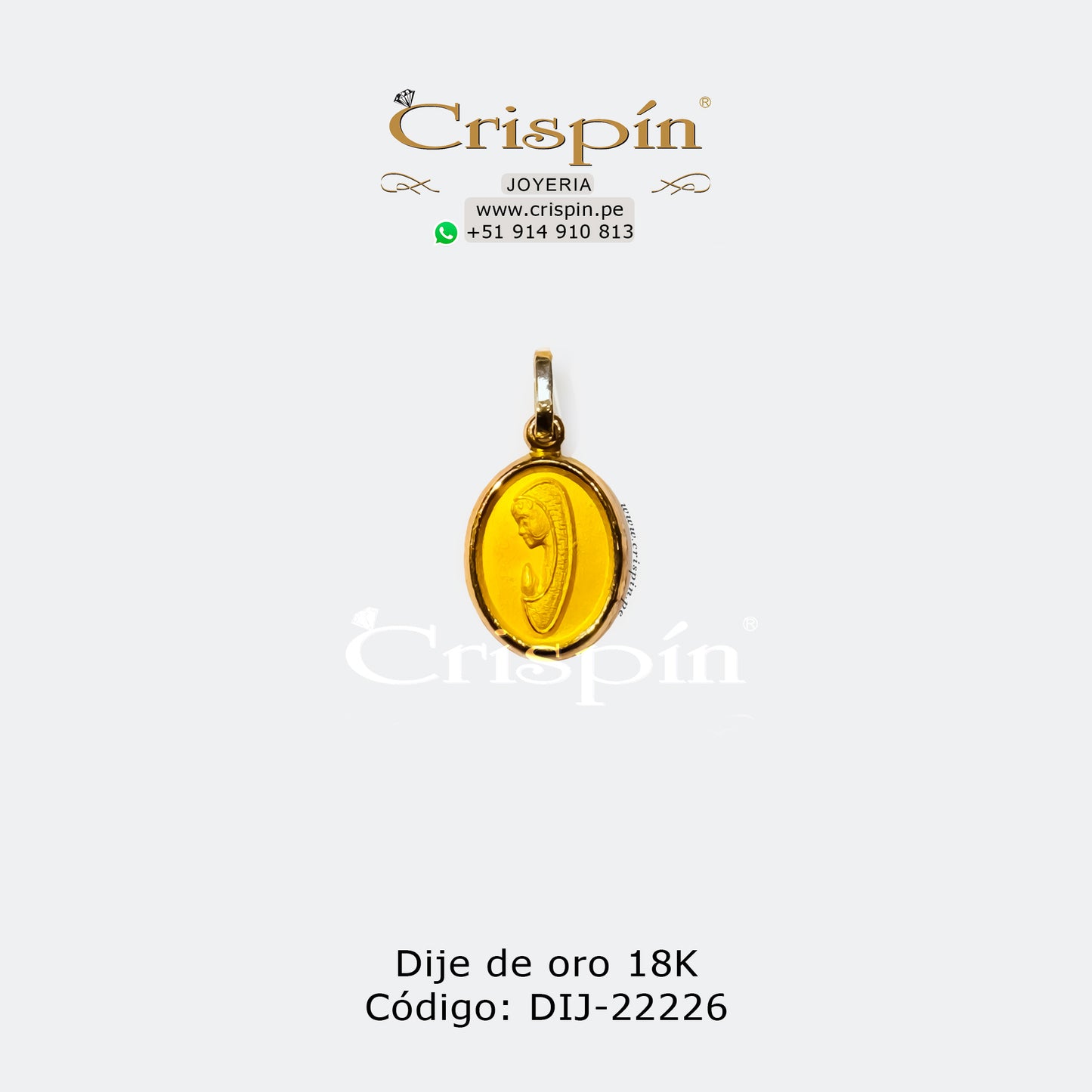 Dije de oro 18K Virgen María Código: DIJ-22226