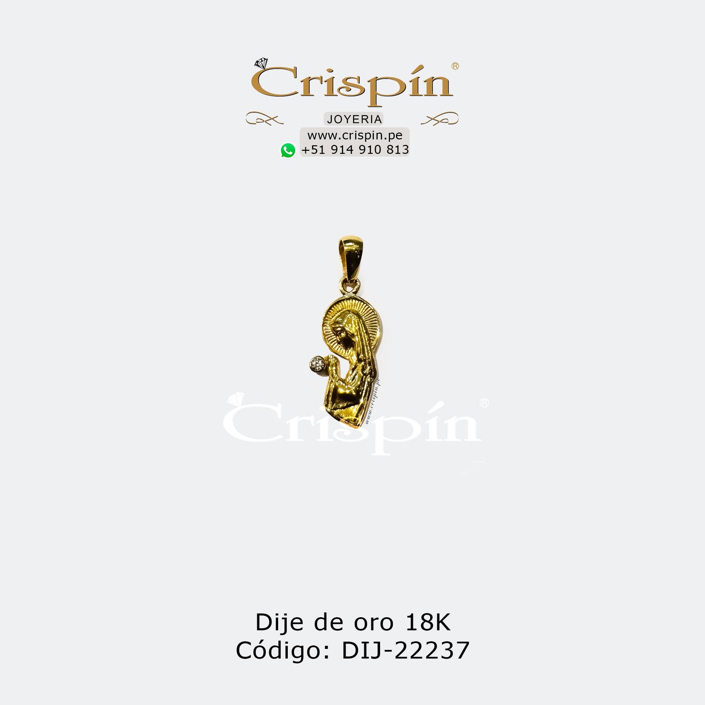 Dije de oro 18K Virgen María Código: DIJ-22237