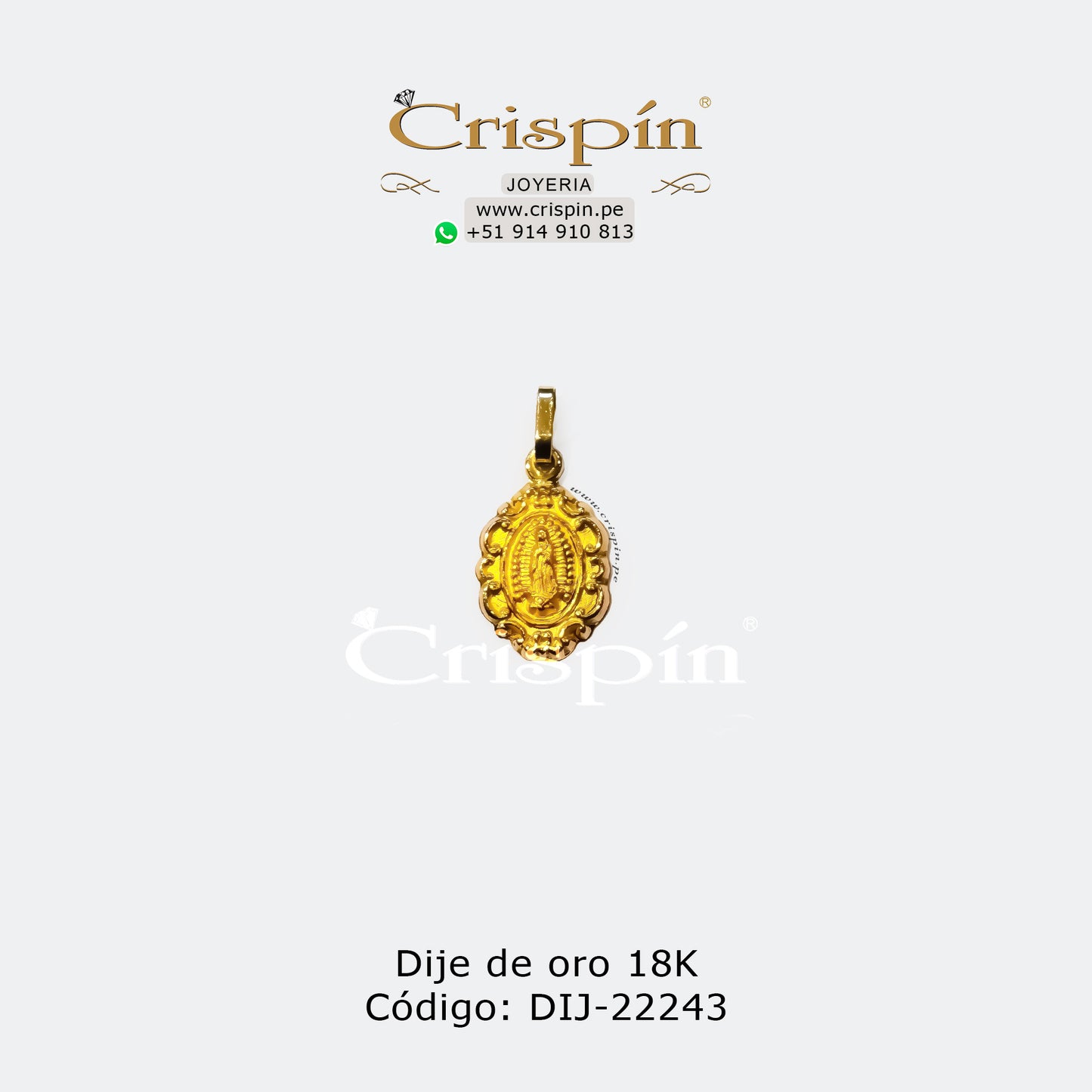 Dije de oro 18K Virgen de Guadalupe Código: DIJ-22243