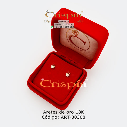 Aretes de oro 18K modelo mariposa. Código: ART-30308