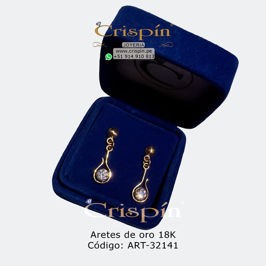 Aretes de oro 18K con circones suizos. Código: ART-32141