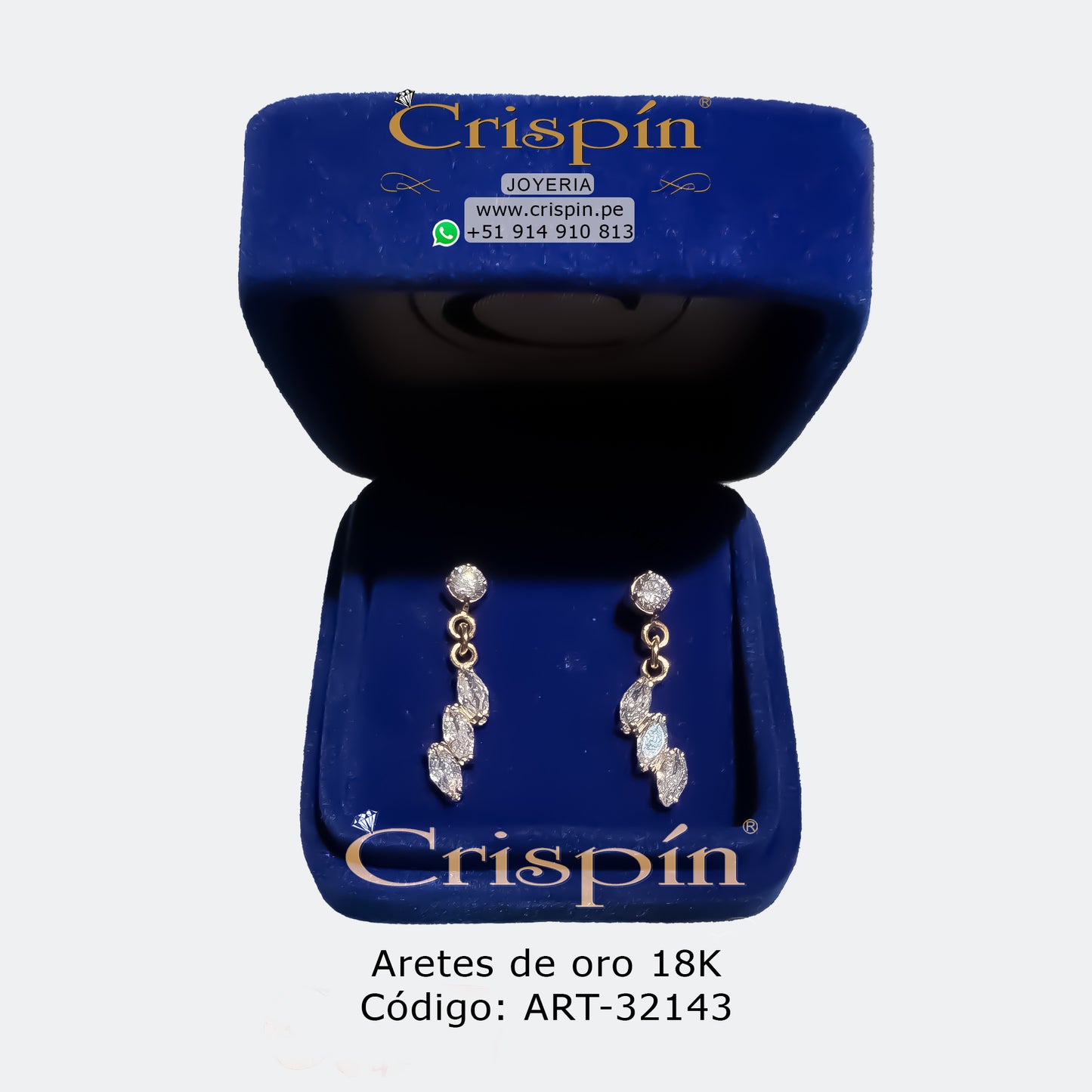 Aretes de oro 18K con circones suizos. Código: ART-32143