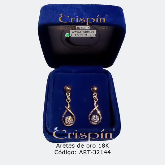 Aretes de oro 18K con circones suizos. Código: ART-32144