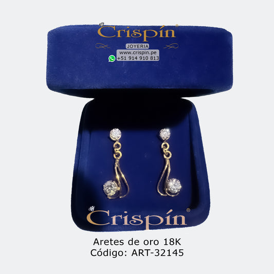Aretes de oro 18K con circones suizos. Código: ART-32145
