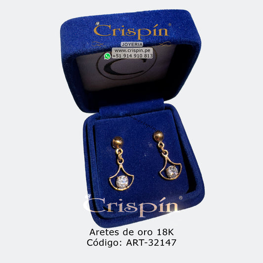 Aretes de oro 18K con circones suizos. Código: ART-32147