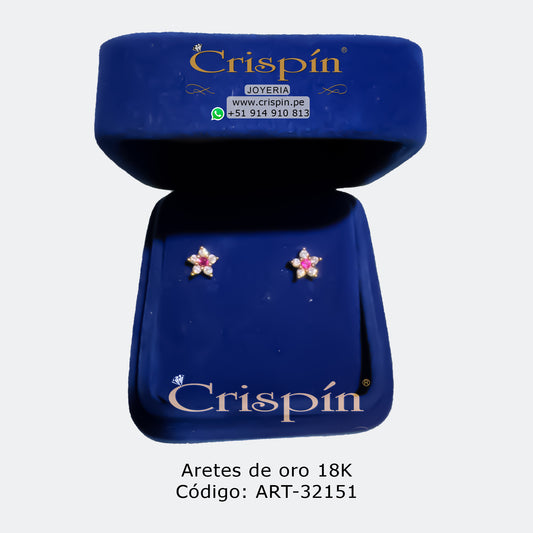 Aretes de oro 18K con circones suizos. Código: ART-32151