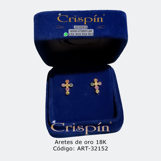 Aretes de oro 18K con circones suizos. Código: ART-32152