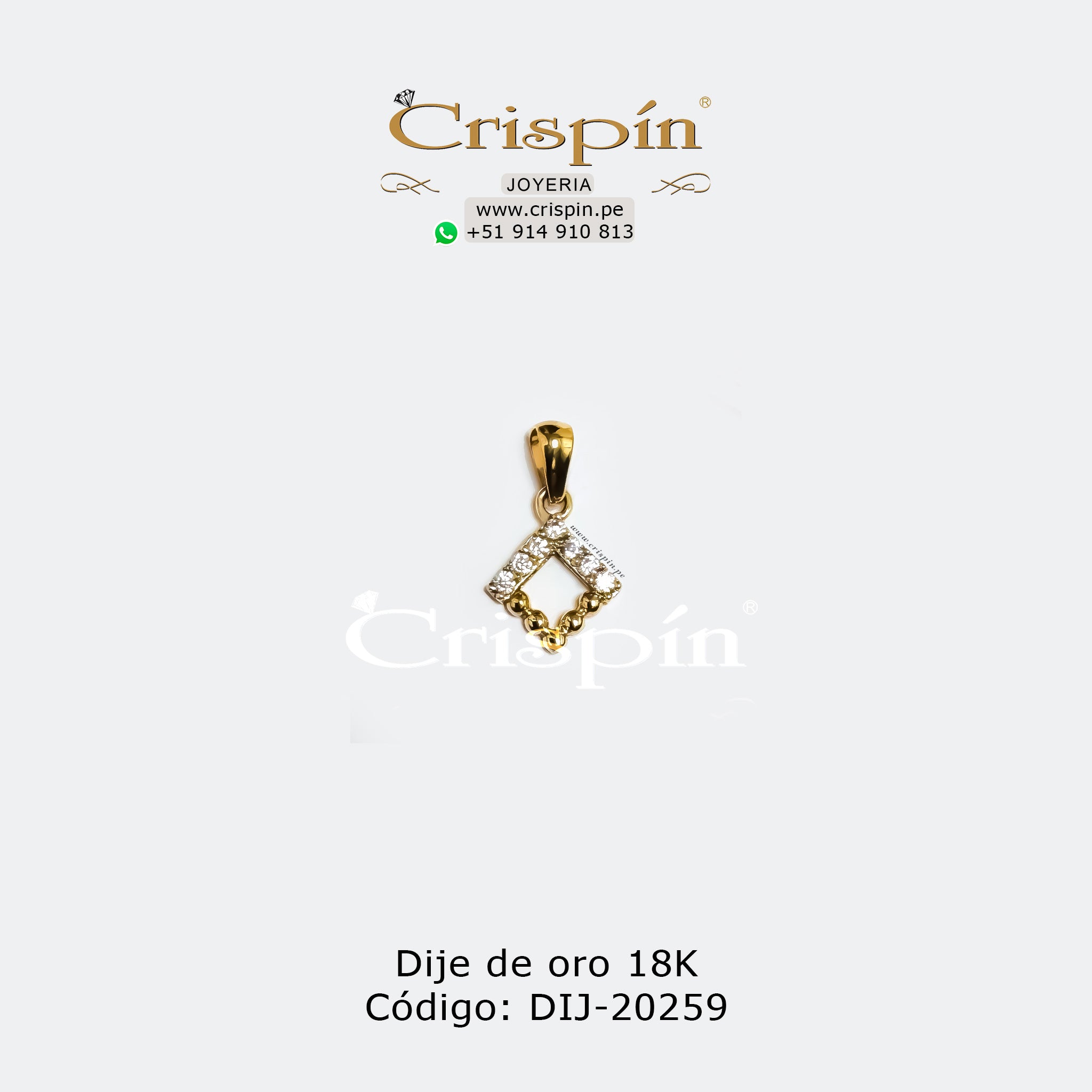 Dije de oro 18K modelo rombo Código: DIJ-20259 – Joyería Crispín