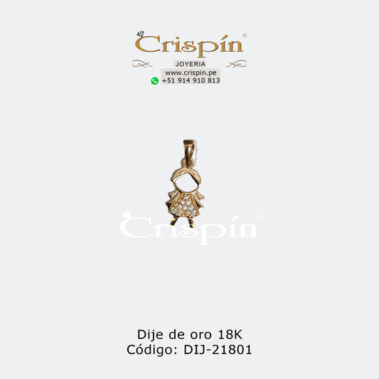 Dije de oro 18K modelo niña. Código: DIJ-21801