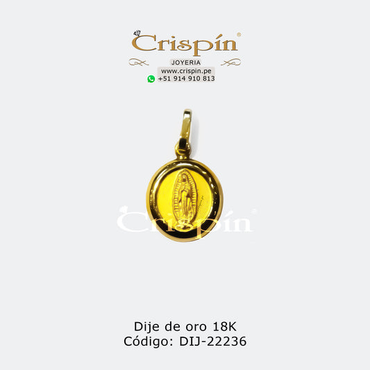 Dije de oro 18K Virgen de Guadalupe Código: DIJ-22236